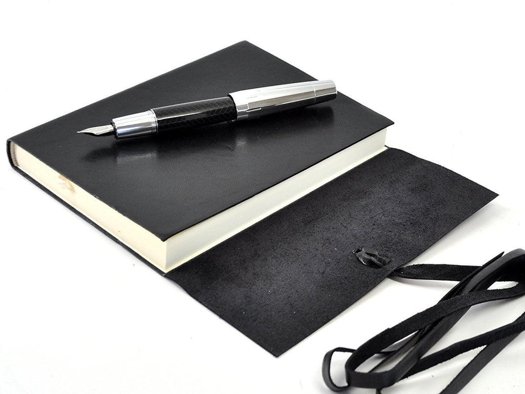 Islander Leather Journal With Wrap - Black-Notebooks-JB Custom Journals