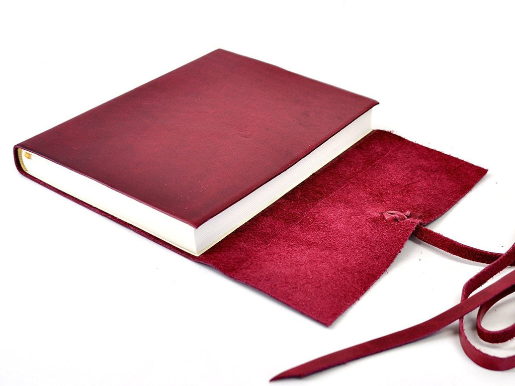 Islander Leather Journal With Wrap - Cranberry-Notebooks-JB Custom Journals