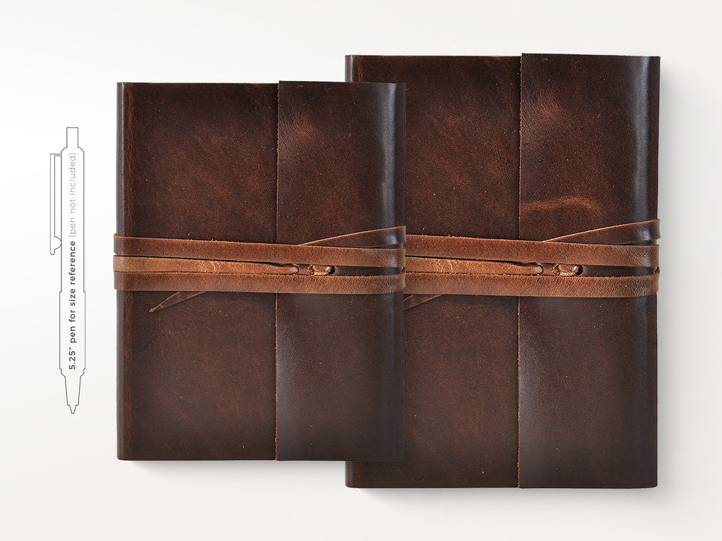 Islander Leather Journal With Wrap - Mocha-Notebooks-JB Custom Journals