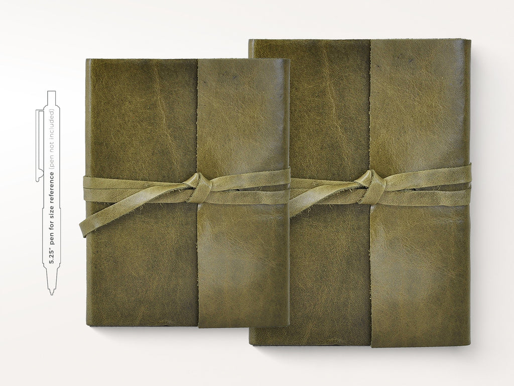 Islander Leather Journal With Wrap - Olive-Notebooks-JB Custom Journals