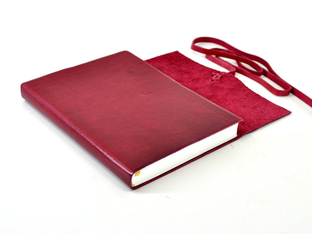 Islander Leather Journal With Wrap - Cranberry-Notebooks-JB Custom Journals