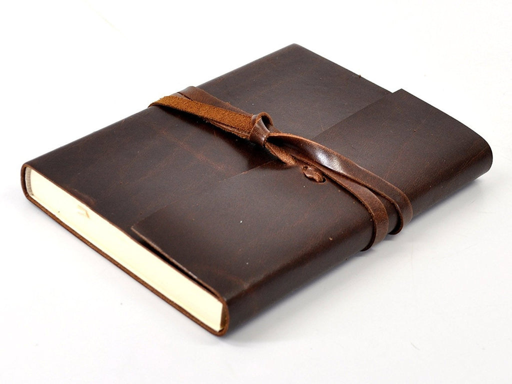 Islander Leather Journal With Wrap - Mocha-Notebooks-JB Custom Journals