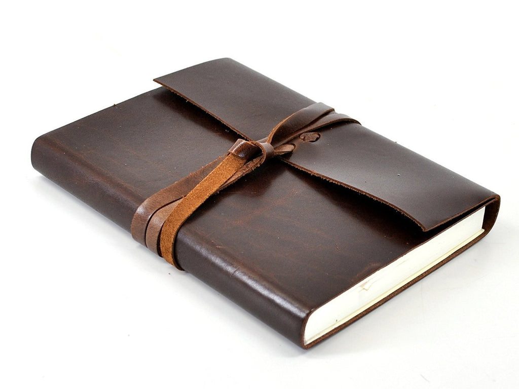 Islander Leather Journal With Wrap - Mocha-Notebooks-JB Custom Journals