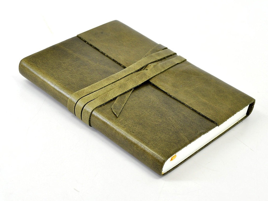 Islander Leather Journal With Wrap - Olive-Notebooks-JB Custom Journals