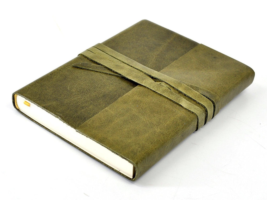 Islander Leather Journal With Wrap - Olive-Notebooks-JB Custom Journals